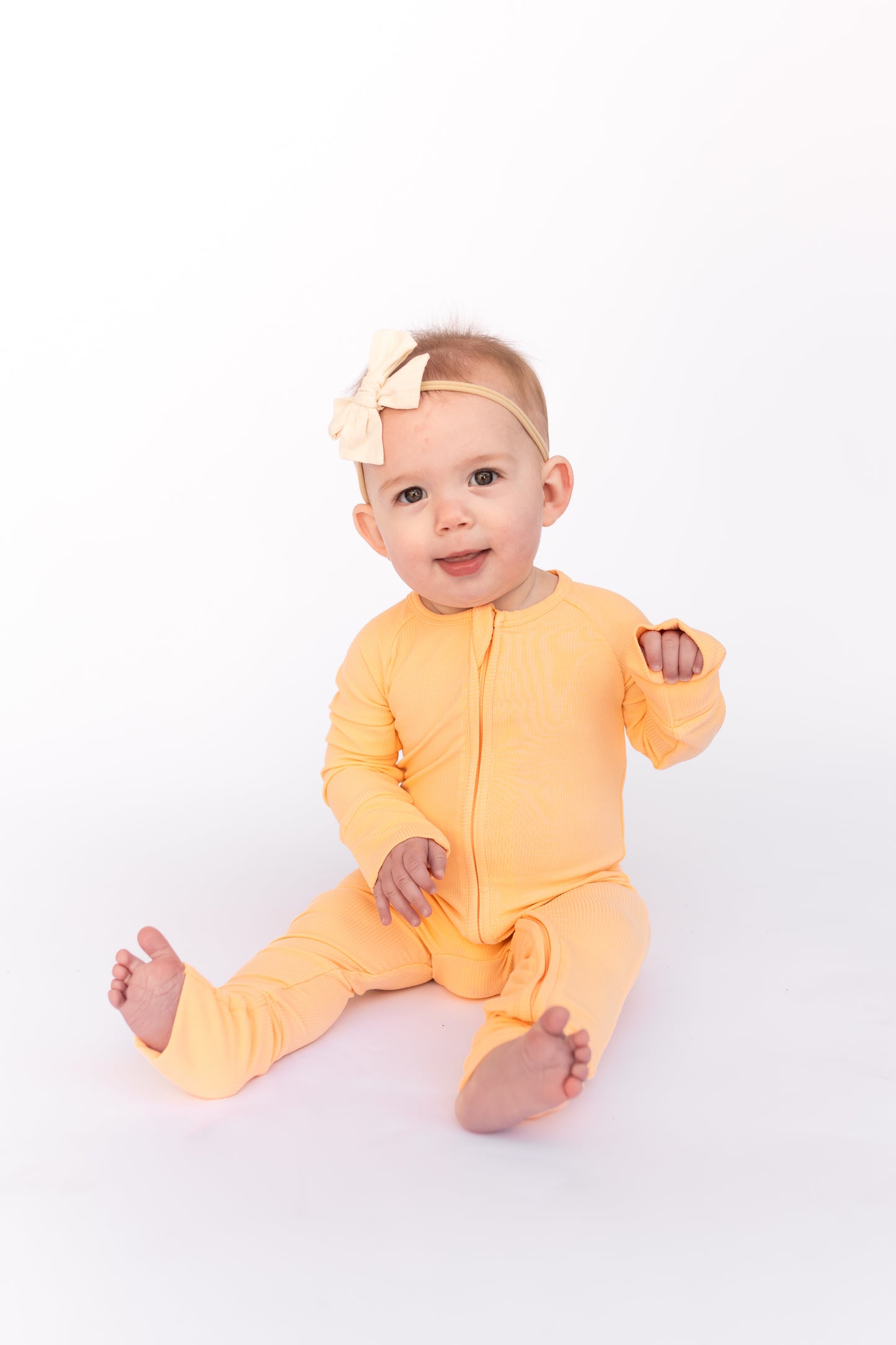 Ribbed Bamboo Peach Romper Pajamas