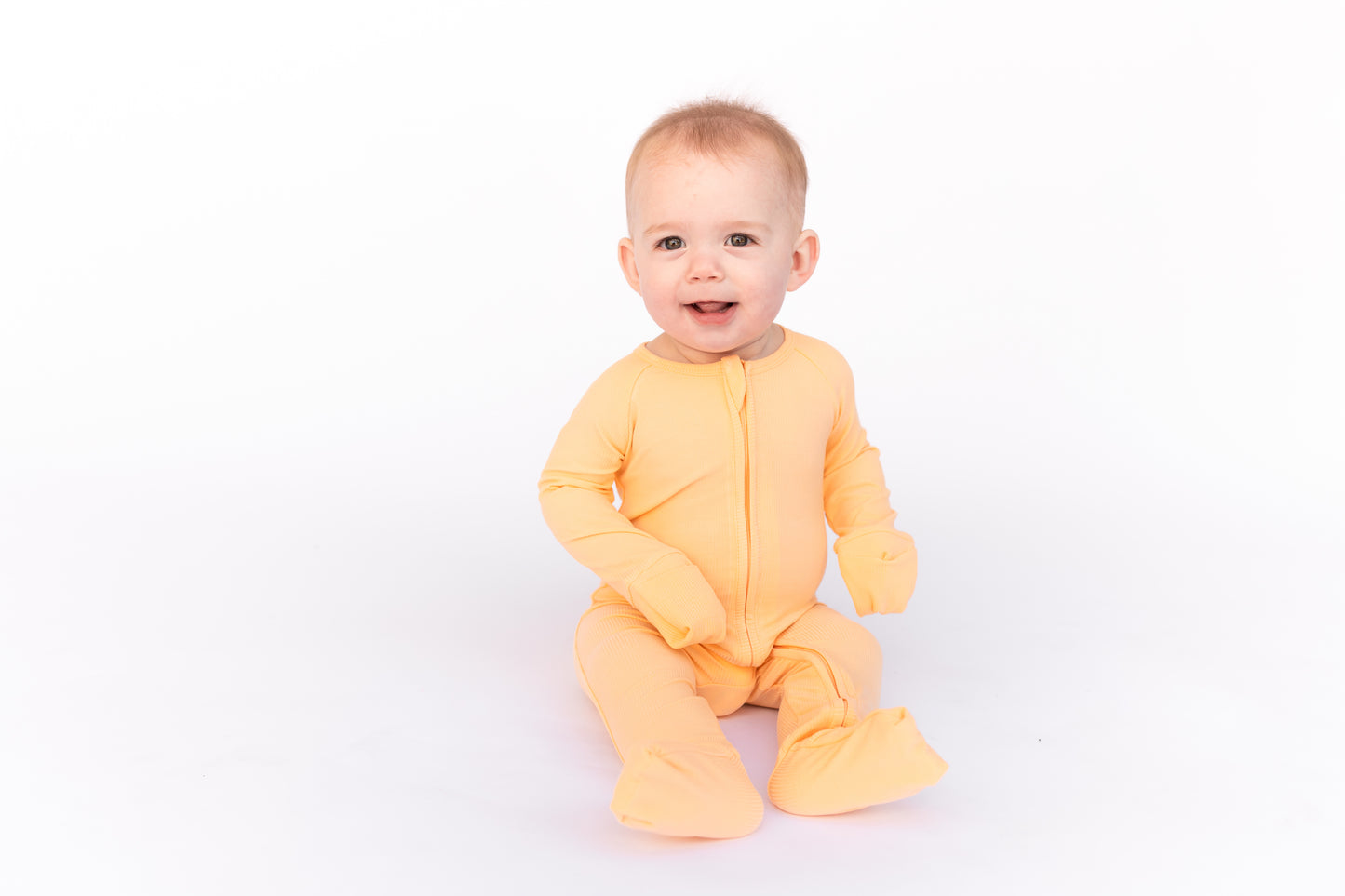 Ribbed Bamboo Peach Romper Pajamas