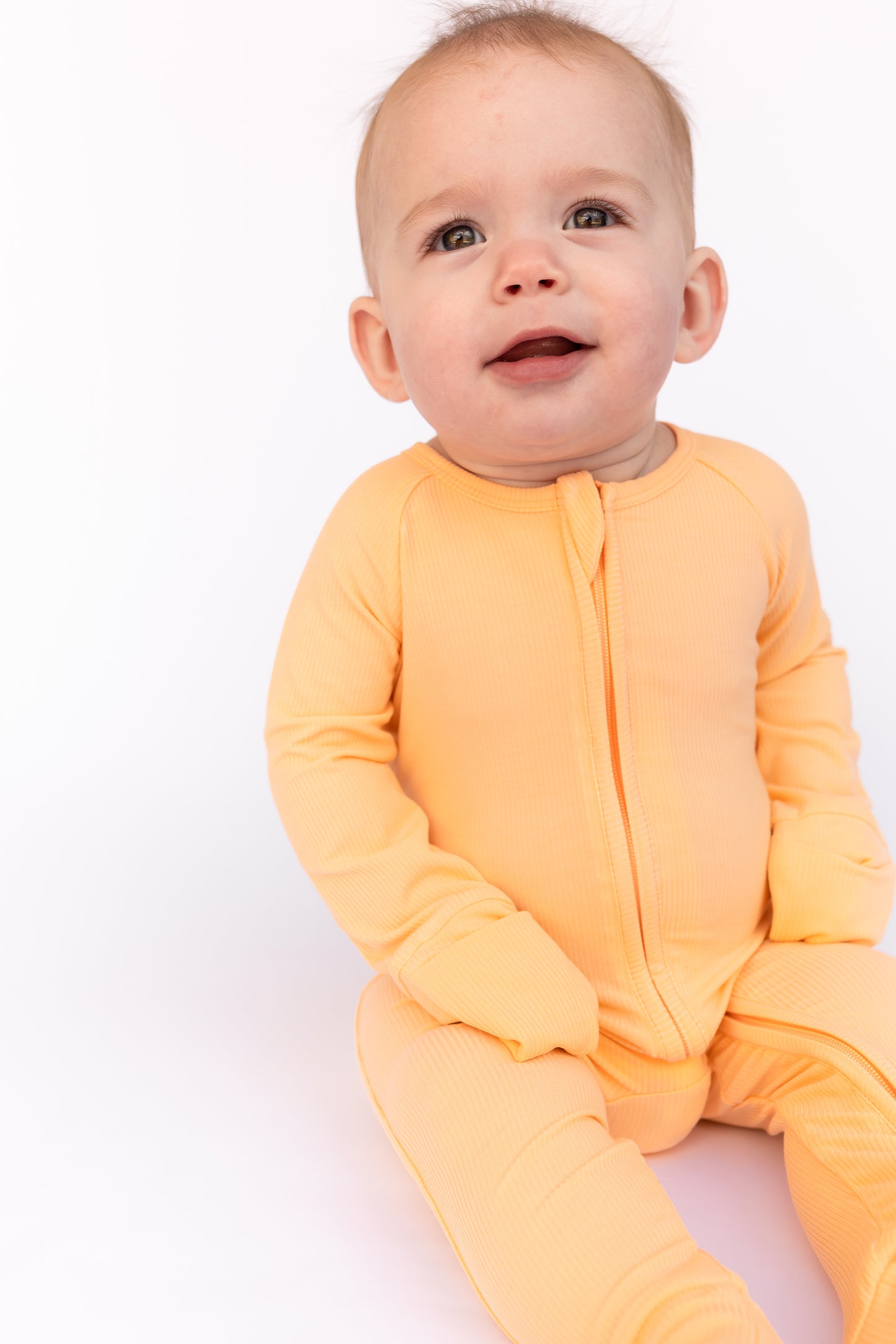 Ribbed Bamboo Peach Romper Pajamas