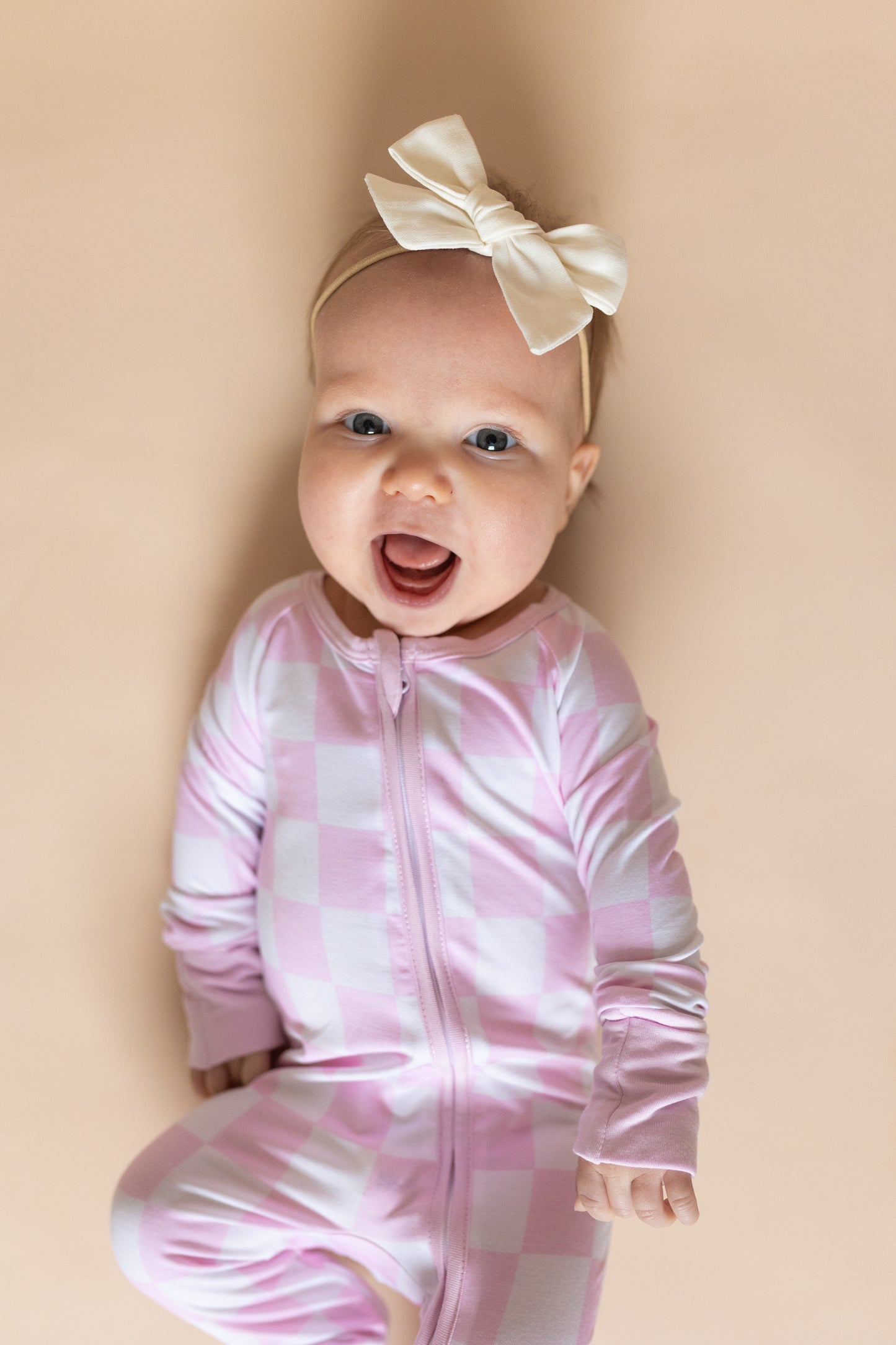 Pink Checkered Romper Pajamas