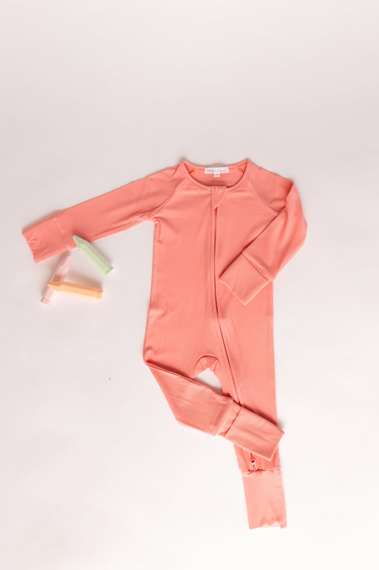 Ribbed Bamboo Coral Romper Pajamas