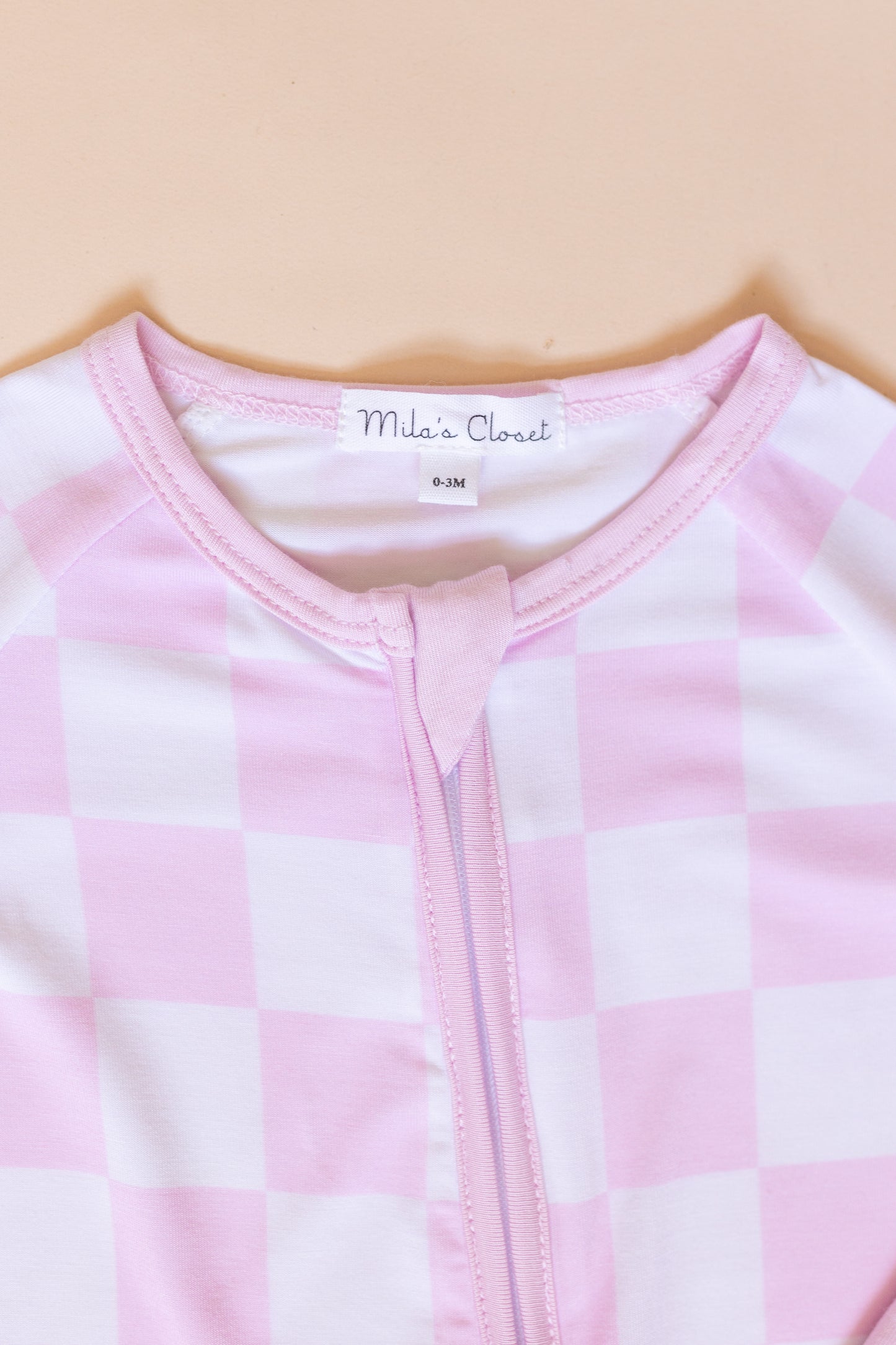 Pink Checkered Romper Pajamas