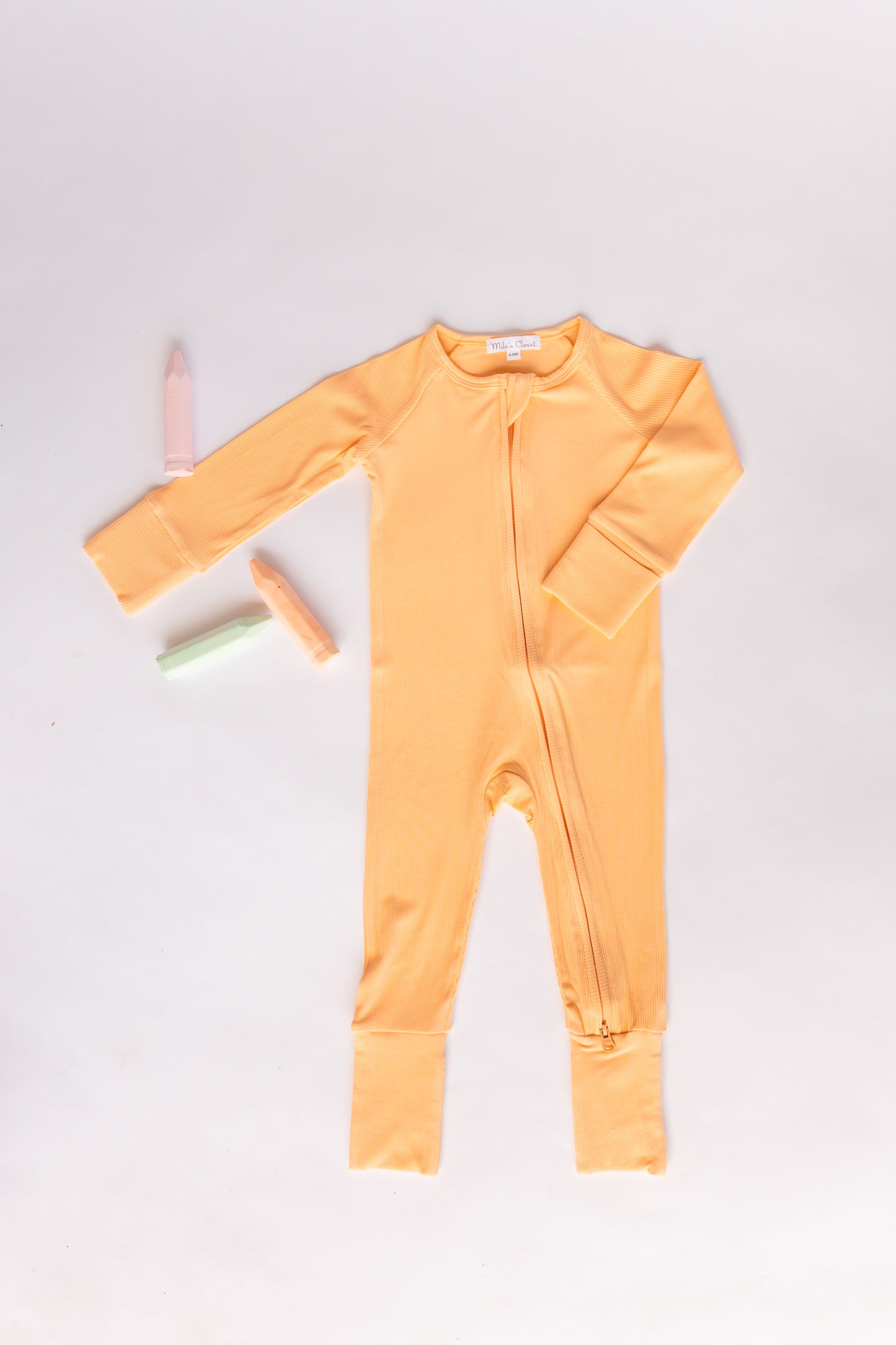 Ribbed Bamboo Peach Romper Pajamas