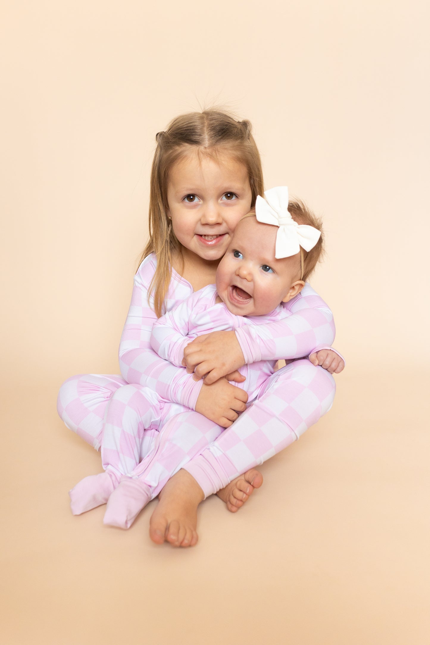 Pink Checkered Romper Pajamas