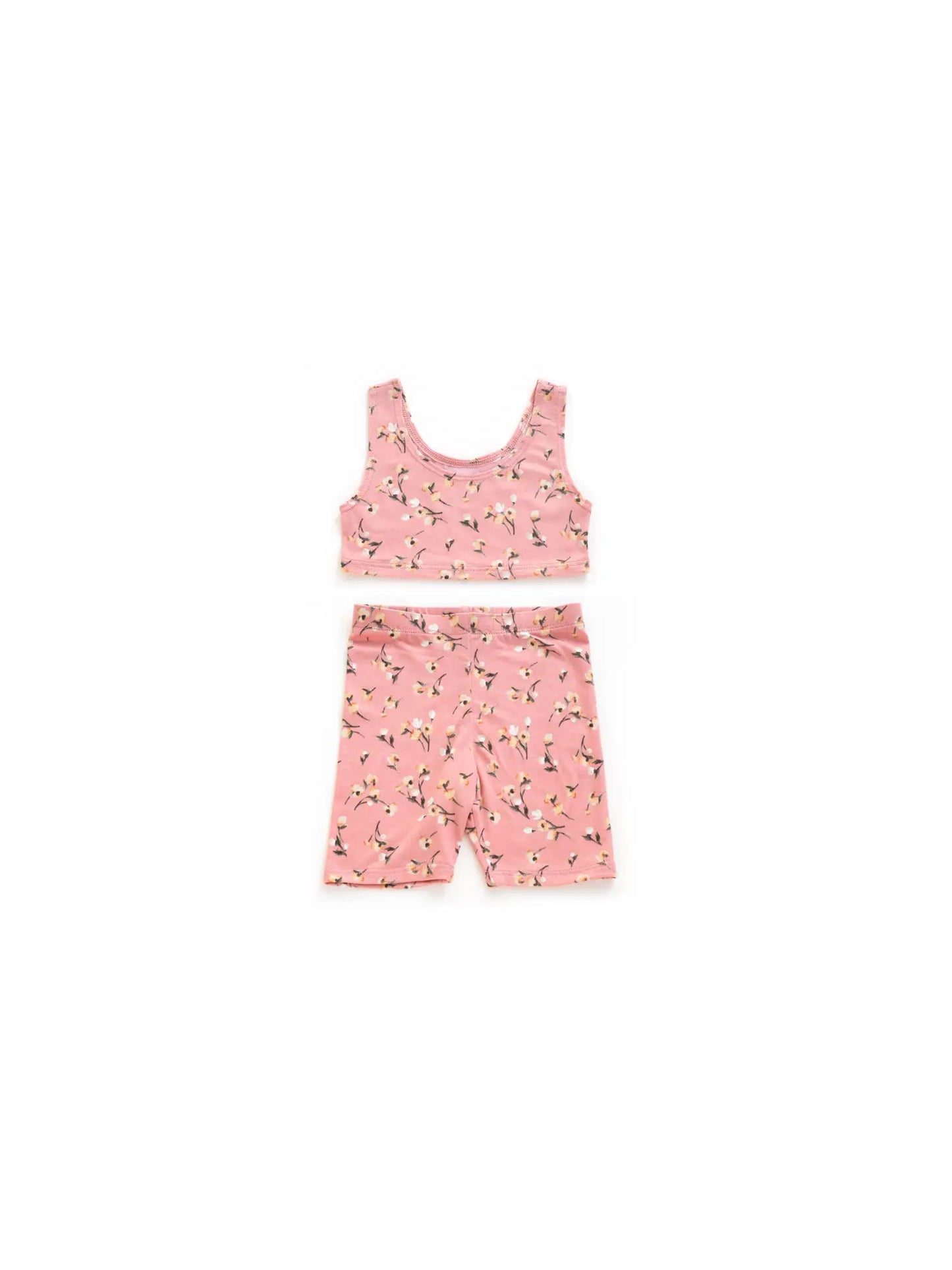 Jersey Flowers Biker Shorts and Crop Top Set