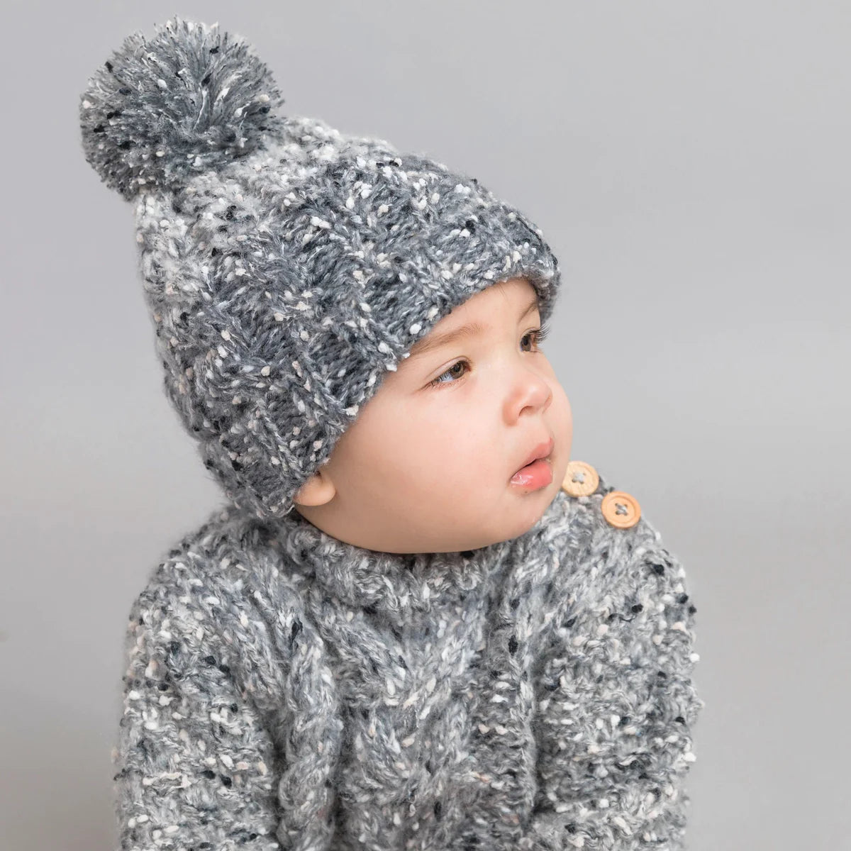 Grey Tweed Mohair Beanie