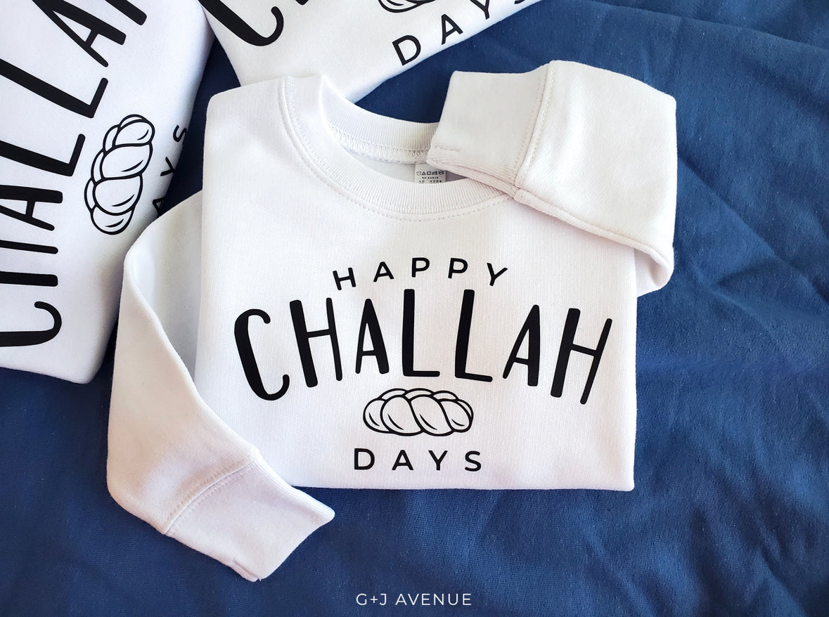 Happy Challah Days Kids Hanukkah Sweatshirt