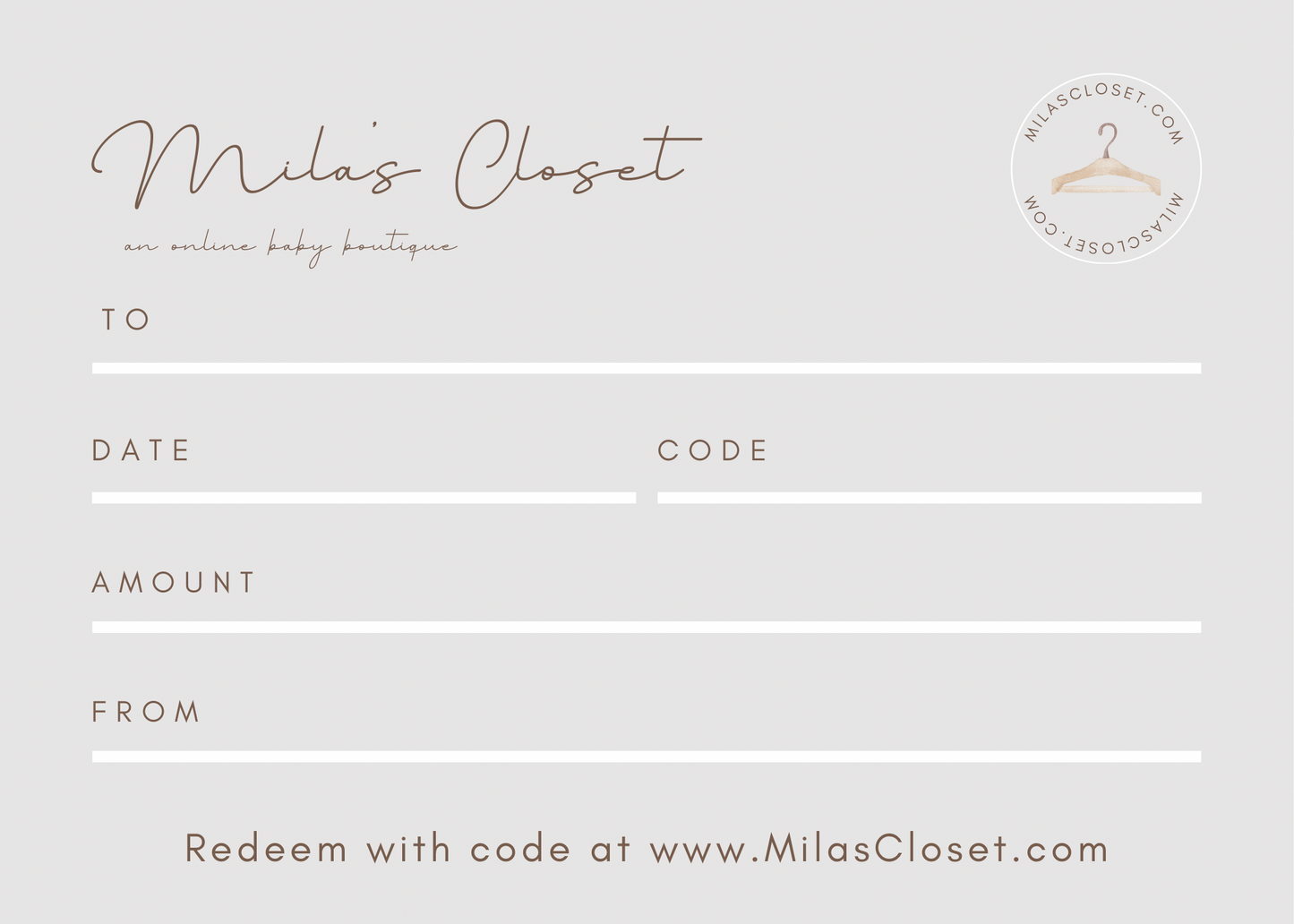 Mila’s Closet Gift Card